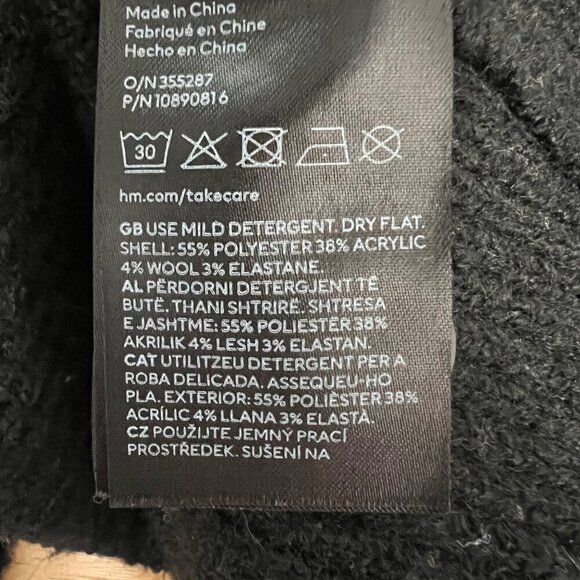 H&M Divided Women’s Button Up Cropped Long Sleeve Cardigan Black/White Medium - Picture 9 of 9